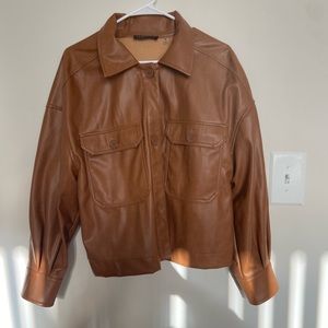 NWOT Cognac Faux Leather Jacket (M)